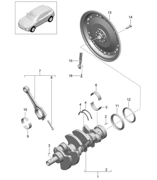 Biella albero motore (Modello: CTMA,CTM, CTLA,CTL, DCNA,DCN, DHKA,DHK) 95B.1 Macan 3.0L / 3.6L 2014-18