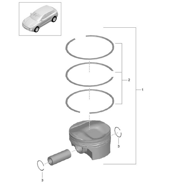 活塞/活塞环 (型号: CTMA,CTM, CTLA,CTL, DCNA,DCN, DHKA,DHK) 95B.1 Macan 3.0L / 3.6L 2014-18