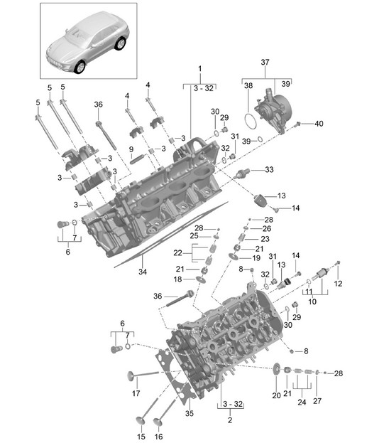 Culata / Bomba de vacío (Modelo: CTMA,CTM, CTLA,CTL, DCNA,DCN, DHKA,DHK) 95B.1 Macan 3.0L / 3.6L 2014-18