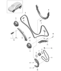 Distributieketting / glijrail (model: CTMA,CTM, DCNA,DCN, DHKA,DHK) 95B.1 Macan 3.0L / 3.6L 2014-18