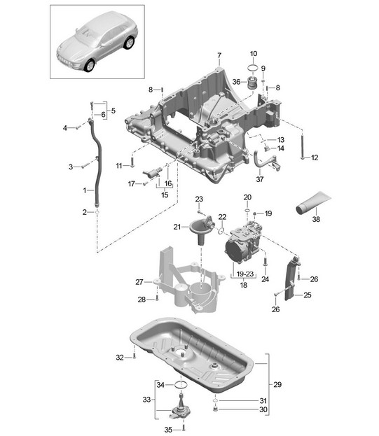 Ölführendes Gehäuse / Ölpumpe / Vakuumpumpe / Ölwanne (Modell: CDUD,CTBA, CTBB,CTBC) 95B.1 Macan 3.0L Diesel 2014-18