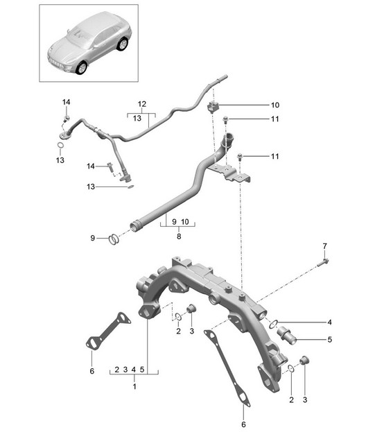 Sistema de refrigeración de refrigerante (Modelo: CTMA,CTM, CTLA,CTL, DCNA,DCN, DHKA,DHK) 95B.1 Macan 3.0L / 3.6L 2014-18