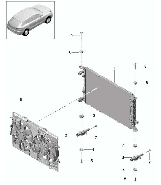 Sistema de refrigeración de refrigerante / Enfriador de refrigerante (Modelo: CNCC,CNC, CYNA,CYPA, CYP,CYNB+ PR:B0N) 95B.1 Macan 2.0L 2014-18