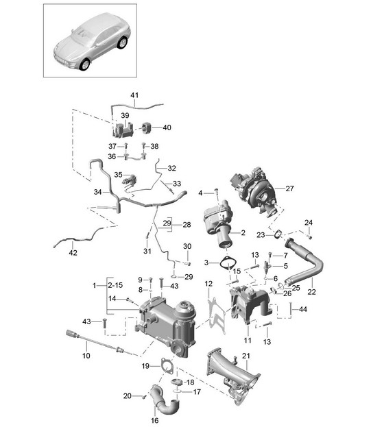 Recirculation des gaz d'échappement / Système de vide (Modèle : CDUD,CTBA, CTBB,CTBC) 95B.1 Macan 3.0L Diesel 2014-18