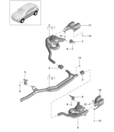 Impianto di scarico / Versione sportiva / Silenziatore anteriore / Silenziatore posteriore (Modello: CTBA,CTBB, CTBC,CDUD) 95B.1 Macan 3.0L Diesel 2014-18