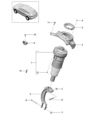 空气弹簧/悬架支柱，完整 (PR:1BK) 95B.1 Macan 2014-18