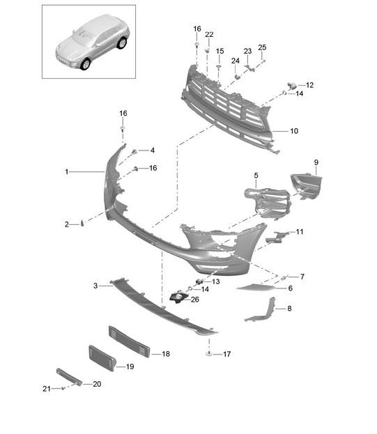 Frontstoßstange - GTS und Sport Design-Paket (PR:2D1,2D2, 2D5,2D6) - 95B.1 Macan 2014-18