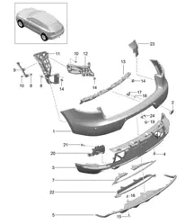 后保险杠 - 运动设计套件和 GTS (PR:2D1,2D2, 2D5,2D6) - 95B.21 Macan 2014-18