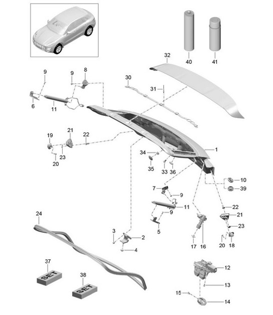 Diagram 803-005 Porsche Macan (95B) MK1 (2014-2018) Karosserie