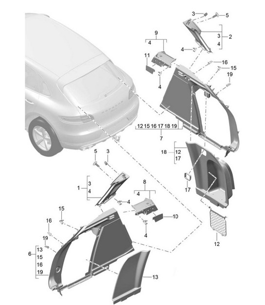 Diagram 807-045 Porsche 955 Cayenne S 4.5L V8 2003-06 Body