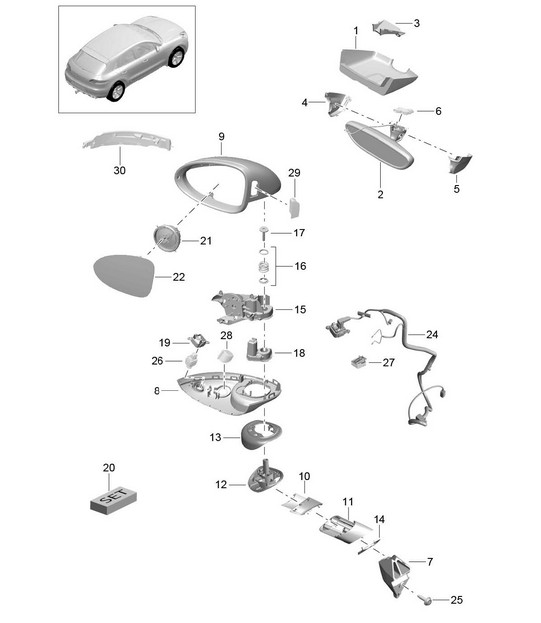 Interior mirror / Exterior mirror / Accessories / Sport Design package (PR:6FB) 95B.1 Macan 2014-18