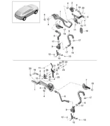 Heater / Supply pipe / Return line (Model: basci, V6 BT PR:DU1,DU0) 95B.1 Macan 3.0L / 3.6L V6 BT Macan  2014-18