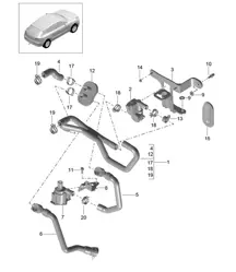 Heating, / air cond. system / Supply pipe / Return line (Model: basic, R4 TFSI PR:DM0,DQ5) 95B.1 Macan 2.0L R4 TFSI 2014-18