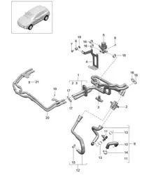 Heater / with: Auxiliary heater (Model: petrol, V6 BT PR:DU0,DU1, D4A) 95B.1 Macan 3.0L / 3.6L V6 BT 2014-18