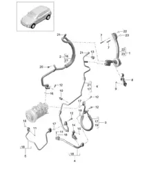 Circuito frigorifero R1234YF (Modello: V6 TDI PR:KK3,D1V, D51,D43,DD7) 95B.1 Macan 3.6L V6 TDI 2017>>