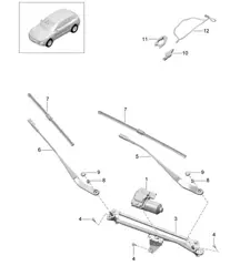 Windscreen wiper system, compl / Rain sensor 95B.1 Macan 2014-18
