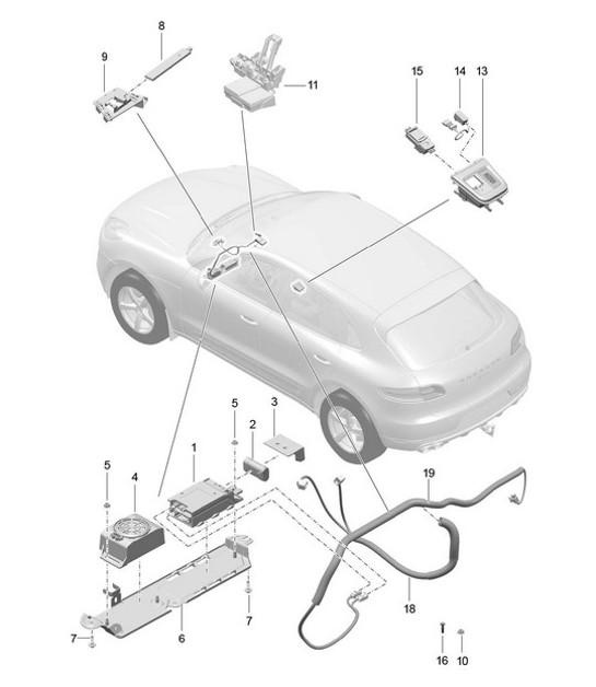 Diagram 911-004 Porsche Macan (95B) MK1 (2014-2018) Electrical equipment