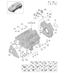 Crankcase housing / Individual parts - PR:TV8 + GP2 - 95B (II / III) Macan 2.9L 2019 - 2024