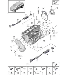Crankcase housing / Individual parts - PR:T2G - 95B (II / III) Macan 2.0L 2019 - 2024