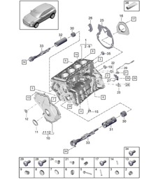 Crankcase housing / Individual parts - PR:T2B -  95B (II / III) Macan 2.0L 2019 - 2024