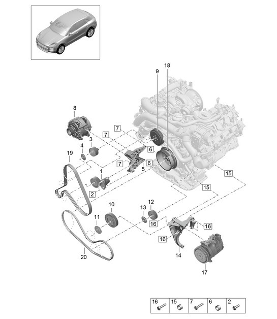 Diagram 102-205 Porsche Macan (95B) MK2 2019-2021 Engine