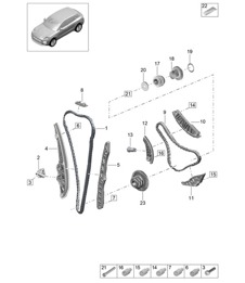 Timing chain / Slide rail / Chain tensioner - PR:2G - 95B (II / III) Macan 2.0L 2019 - 2024