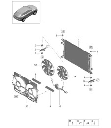 Coolant cooling system / Cooler for coolant - PR:T2G -  95B (II / III) Macan 2.0L 2019 - 2024
