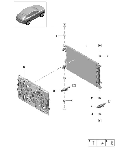 Sistema de refrigeración del refrigerante / Enfriador de refrigerante - PR:T2G + B09 - 95B (II / III) Macan 2.0L 2019 - 2024