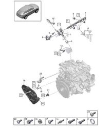 Tubo di raccolta carburante / Iniettore ad alta pressione / Pompa ad alta pressione - PR:T2B - 95B (II / III) Macan 2.0L 2019 - 2024