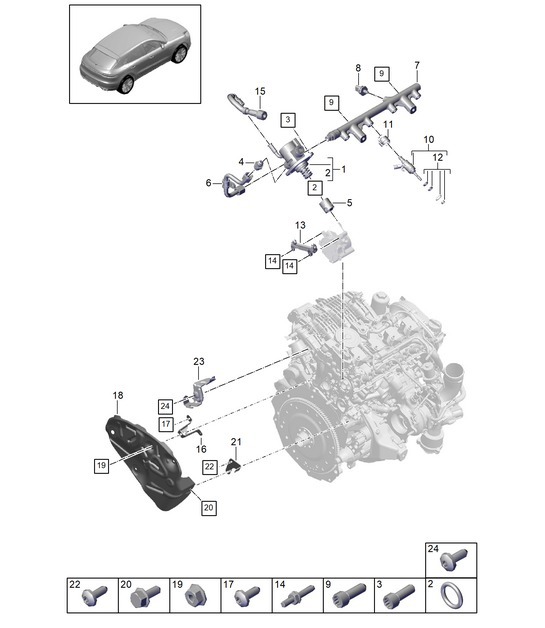 Diagram 107-020 Porsche Macan (95B) MK2 2019-2021 Engine