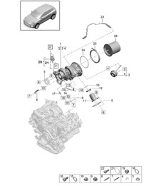 Exhaust gas turbocharger / Exhaust manifolds / Lambda probe - PR:DC5 - 95B (II / III) Macan 3.0L 2019 - 2024