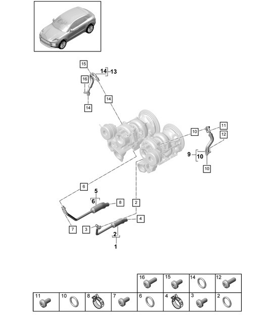 Diagram 202-100 Porsche Macan (95B) MK2 2019-2021 Fuel System, Exhaust System