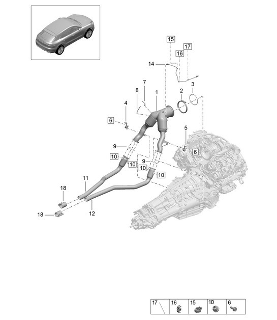 Diagram 202-260 Porsche Macan (95B) MK2 2019-2021 Fuel System, Exhaust System