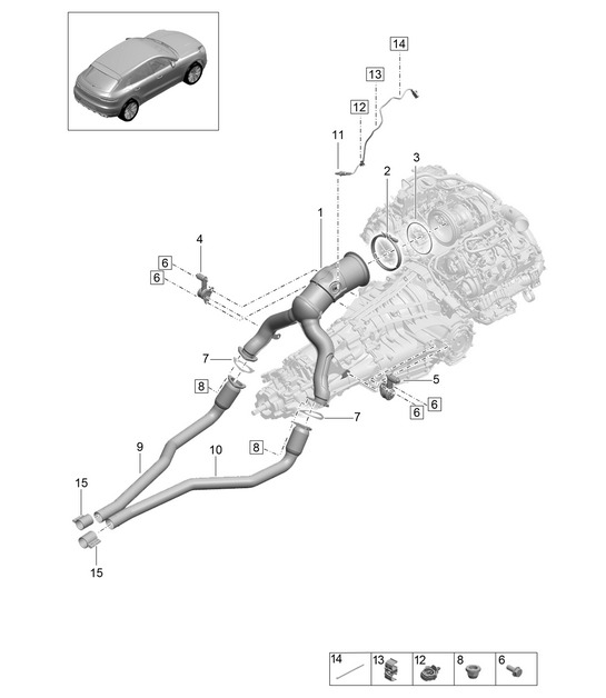 Convertisseur catalytique / Sonde lambda - PR:7CE, 7GH, 7MM + DC5 - 95B (II / III) Macan 3.0L 2019 - 2024