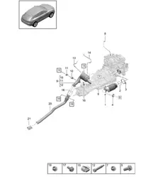 Convertitore catalitico / Filtro antiparticolato benzina / Sonda lambda - PR:4BI, 7CR + T2B + GP2 - 95B (II / III) Macan 2.0L 2019 - 2024