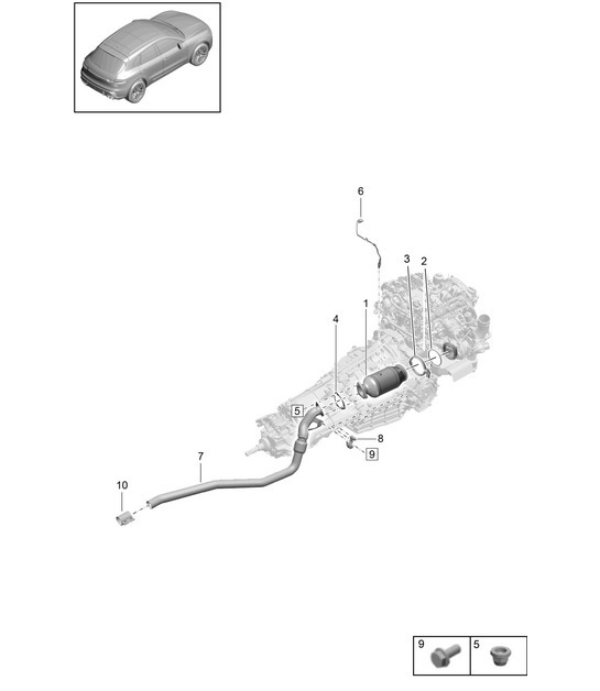 Diagram 202-280 Porsche Macan (95B) MK2 2019-2021 Fuel System, Exhaust System