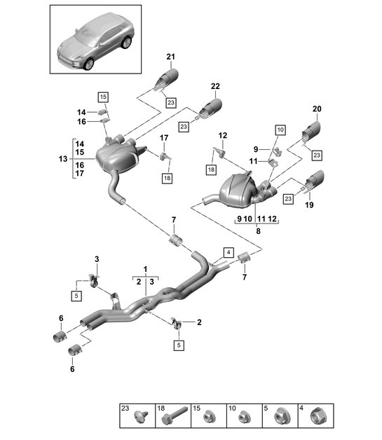 Diagram 202-380 Porsche Macan (95B) MK2 2019-2021 Fuel System, Exhaust System