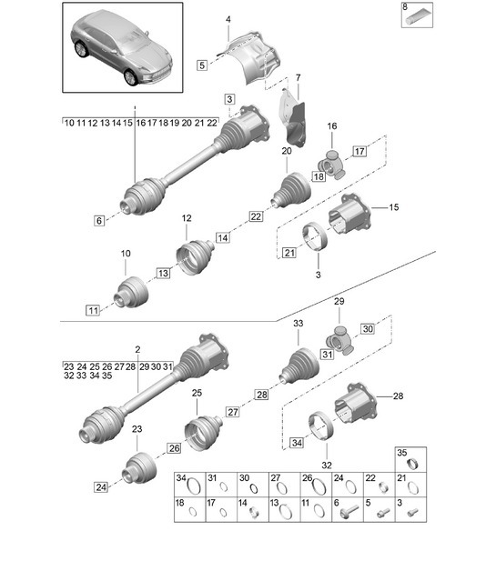 Diagram 401-030 Porsche Macan (95B) MK2 2019-2021 Front Axle, Steering 
