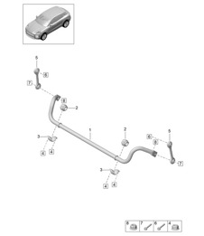 Anti-roll bar - PR:1BA, 1BH - 95B (II / III) Macan 2019 - 2024
