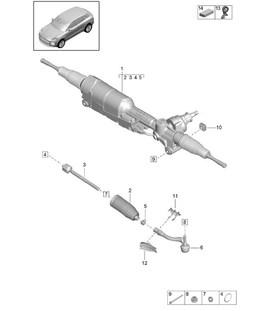 Diagram 403-000 Porsche Macan (95B) MK2 2019-2021 Front Axle, Steering 