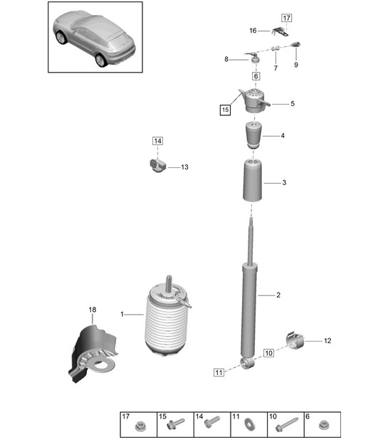 Suspension pneumatique - PR:1BK, 2MB - 95B (II / III) Macan 2019 - 2024