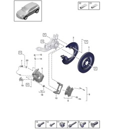Disc brake / Rear axle - GREY / RED - PR:1KE, 1KY -  95B (II / III) Macan D >> - MJ 2021
