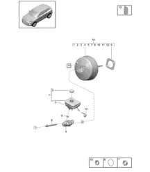 Maître-cylindre de frein / Servo-frein - PR:L0L - 95B (II / III) Macan 2019 - 2024