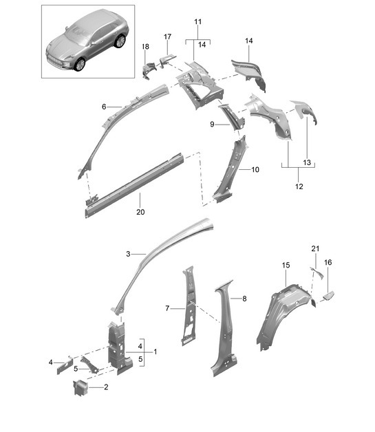Diagram 801-500 Porsche 991 (911) MK2 2016-2019 Body