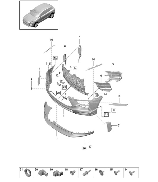 Frontstoßstange – Sport Design Paket / GTS – PR:2D5, 2D6, E0W – 95B (II / III) Macan 2019 – 2024