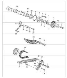 Ventilsteuerung links 964 M64.01/02/03 und M64.50 1989-94