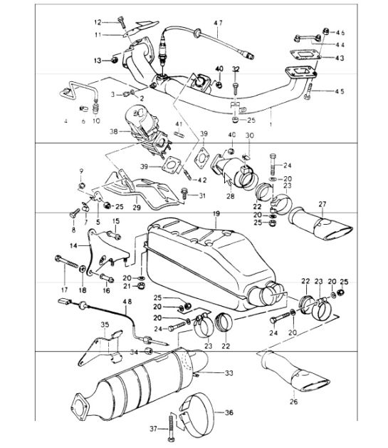 exhaust system 964 TURBO M30.69 and M64.50 1991-94