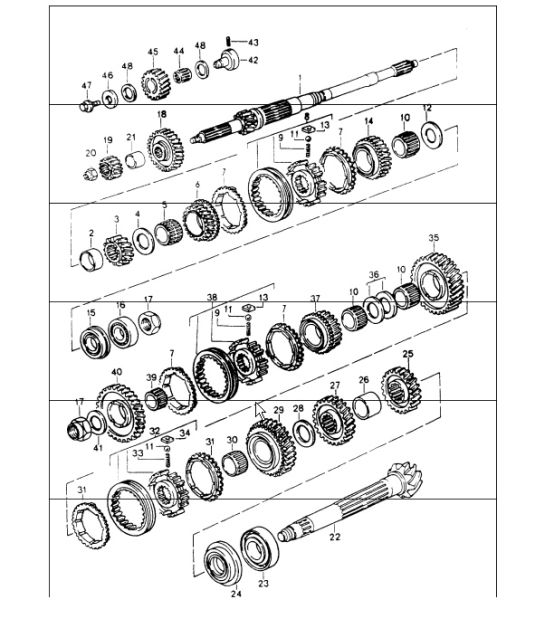 gears and shafts 964  G50.03/04/05 and G50.10/52  1989-94