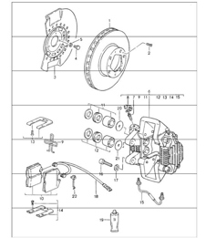 disc brake front axle 964 CARRERA 2 1990-94