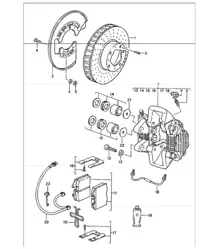 disc brake rear axle 964 TURBO, TURBO 3,6 and CARRERA RS 1989-94